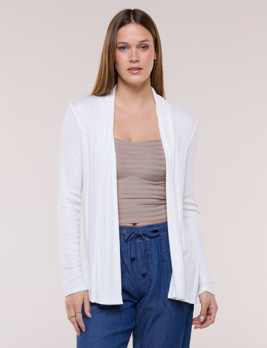 Cardigan De Punto Acanalado - Crudo 