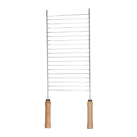 Rejilla Simple p/Parrilla Acero Reforzado c/Mangos de Madera Plateado
