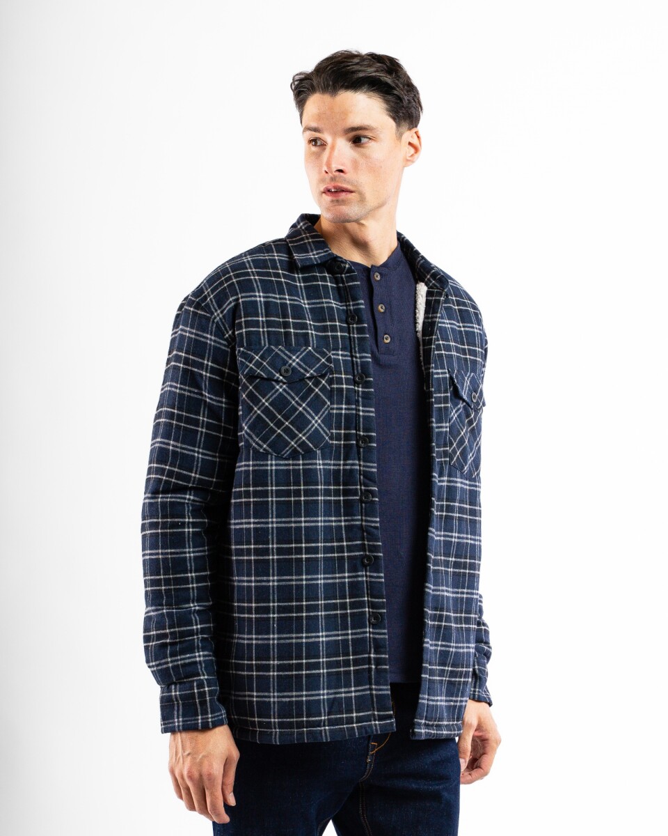 Sobrecamisa de Franela con Corderito - Marino/Negro 