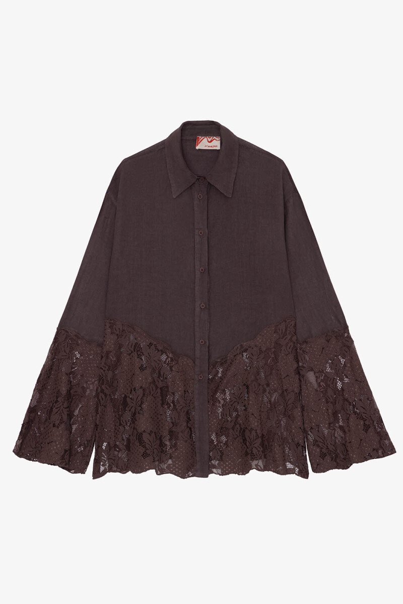 CAMISA ENCAJE Marron