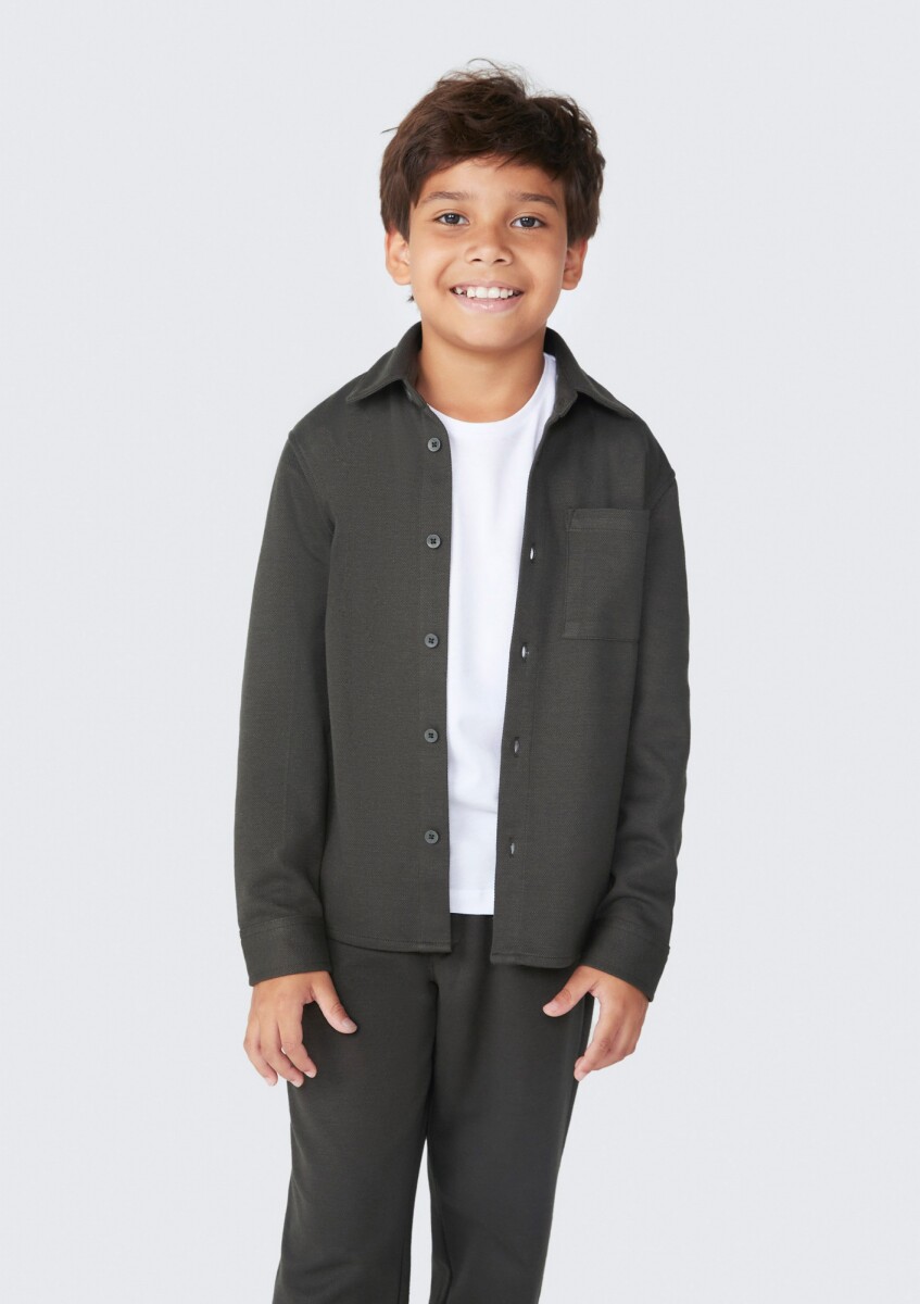CAMISA INFANTIL MANGA LARGA - GRIS 
