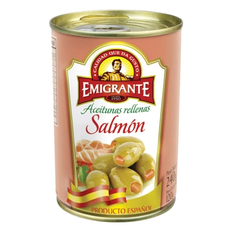 ACEITUNA RELLENA CON SALMON LTA 120/240G EMIGRANTE ACEITUNA RELLENA CON SALMON LTA 120/240G EMIGRANTE