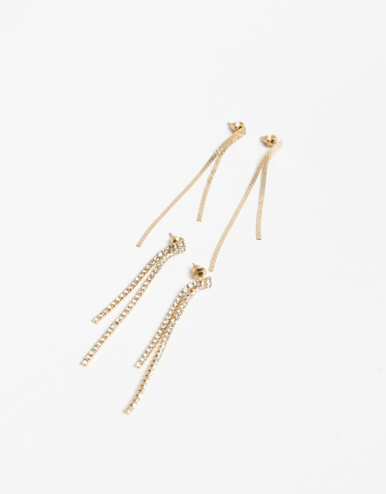 Aros Sets Strass Set De Aros Colgantes Strass - Dorado