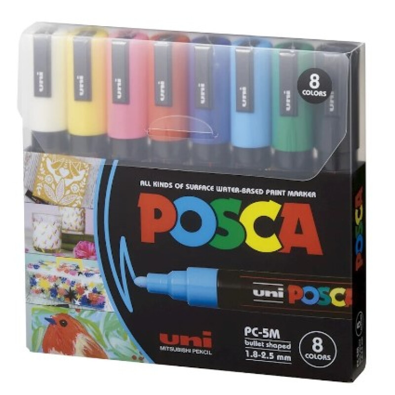 Marcador uni posca 2.5mm x8 colores Marcador Uni Posca 2.5mm X8 Colores