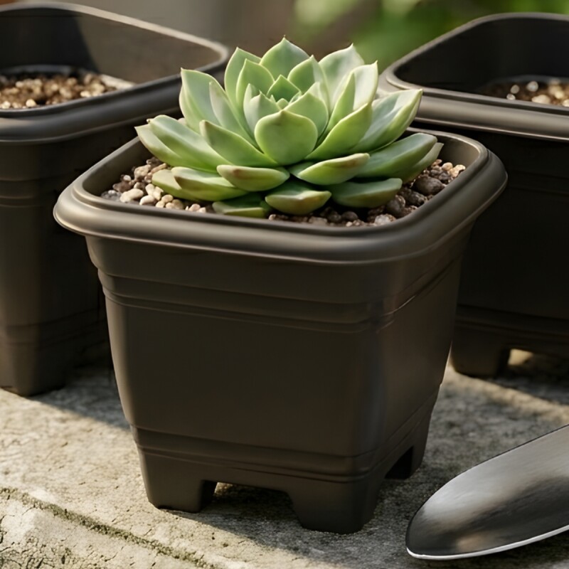 Set x3 maceta mediana cuadrada 4,3 lts NEGRO