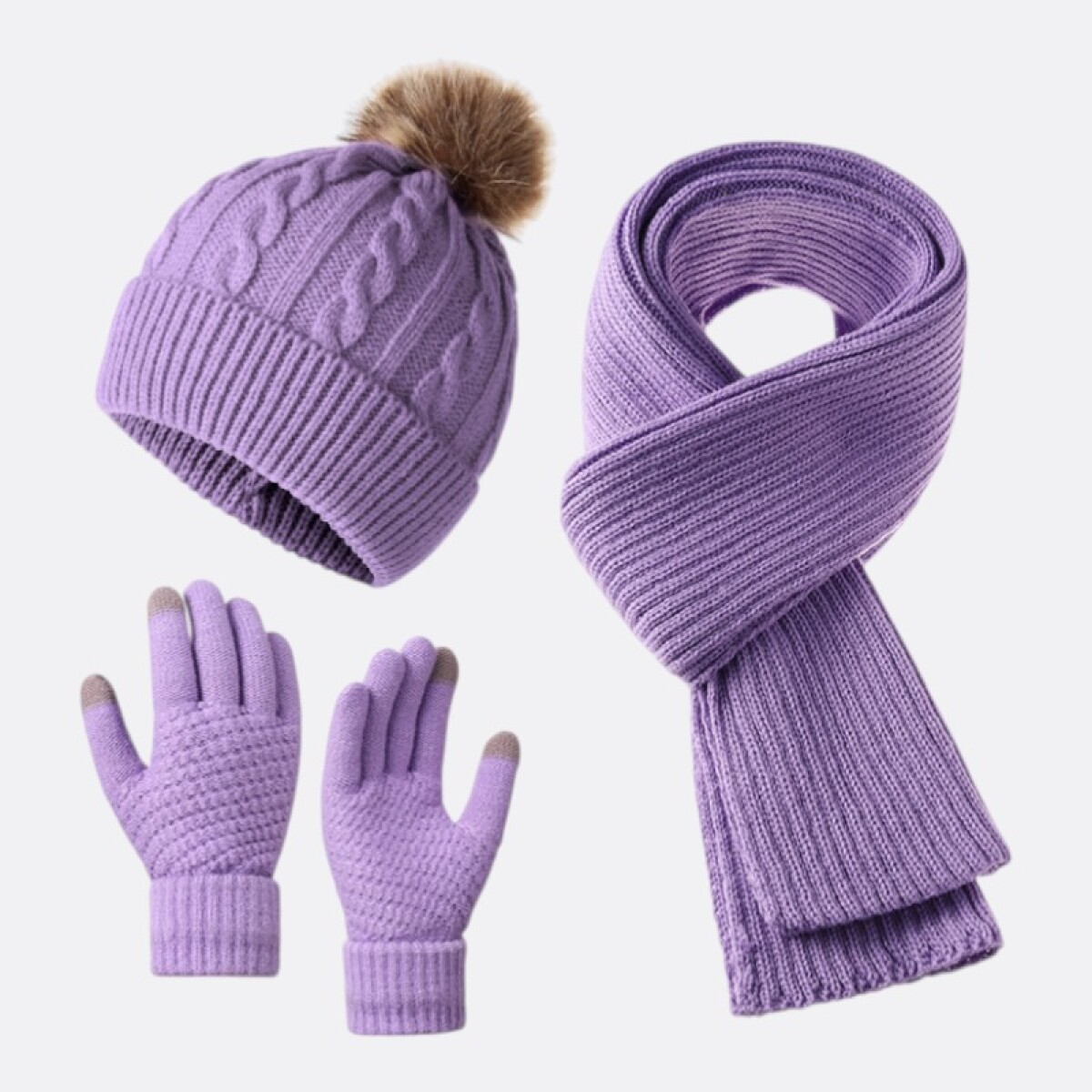 Set Abrigo Essential Winter Tres Piezas Adulto - Lila 