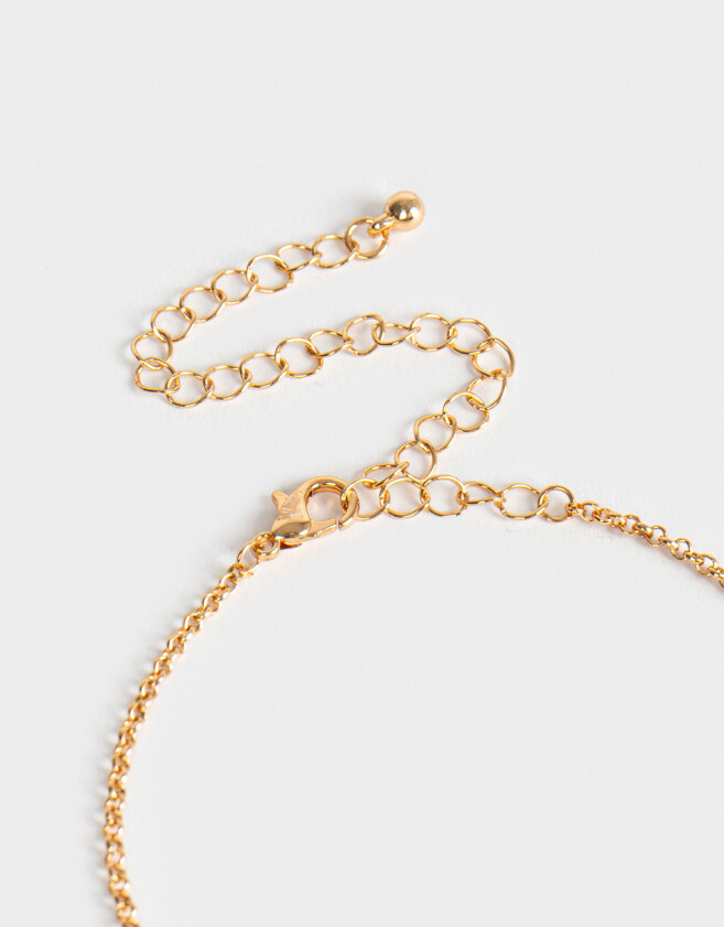 Bijouterie Set Set De Aros Pasantes Y Cadena Bañado Oro - Dorado