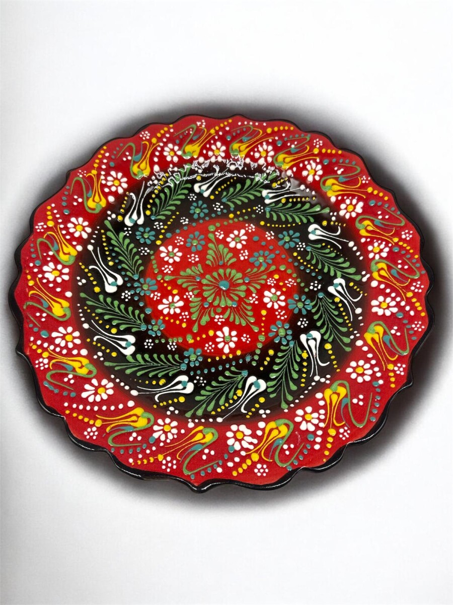 Plato de cerámica pintado 32 cm - Rojo 
