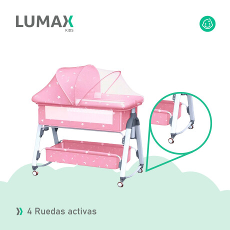 Cuna Colecho Moises con Ruedas y Mosquitero Bebe Rosa