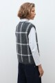 Chaleco jacquard cuadros gris oscuro