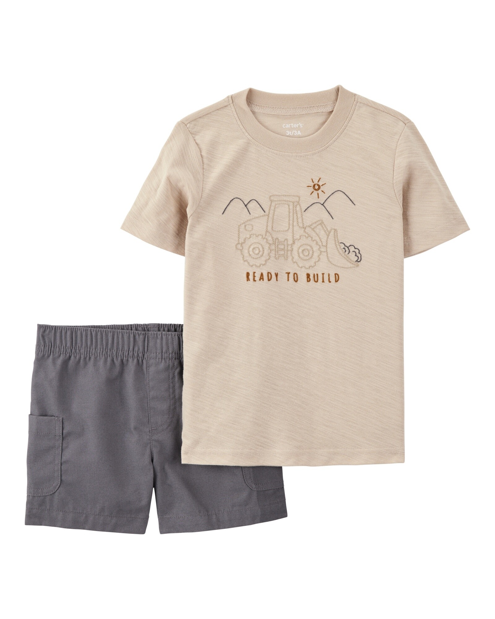 Set dos piezas de algodón, short y remera, diseño construcción Sin color