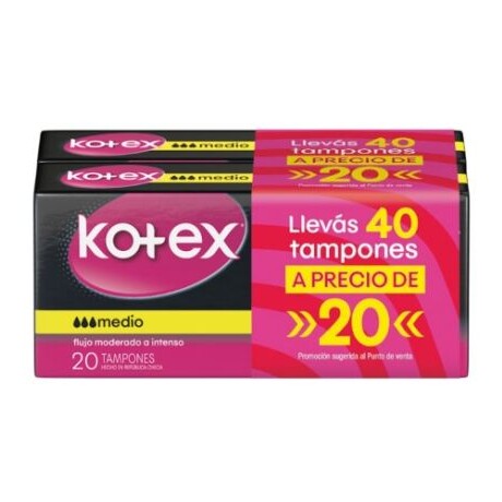 KOTEX TAMPONES MEDIO 40 UNIDADES KOTEX TAMPONES MEDIO 40 UNIDADES