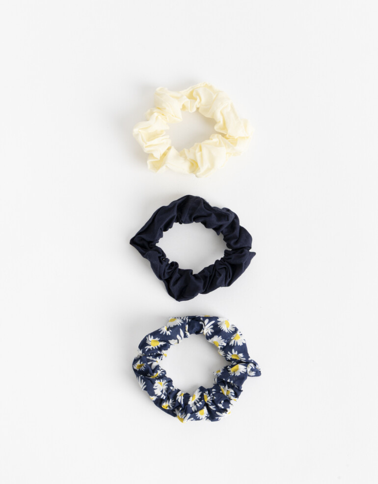 Skunzies Estampados Set De Scrunchies Margaritas - Combinacion Tricolor