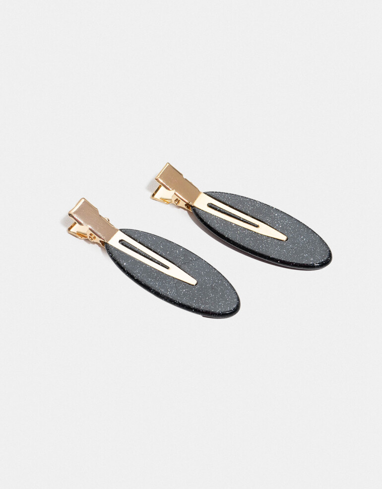Horquillas Set Glitter Set De Hebillas Backstage - Negro
