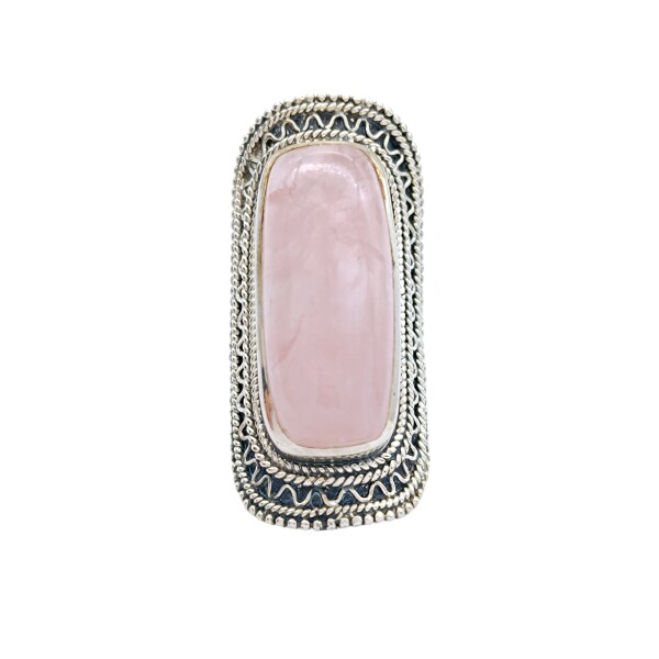 Anillo rectangulo-Plata 925-Piedra cuarzo rosa-AN3953 conpiedra
