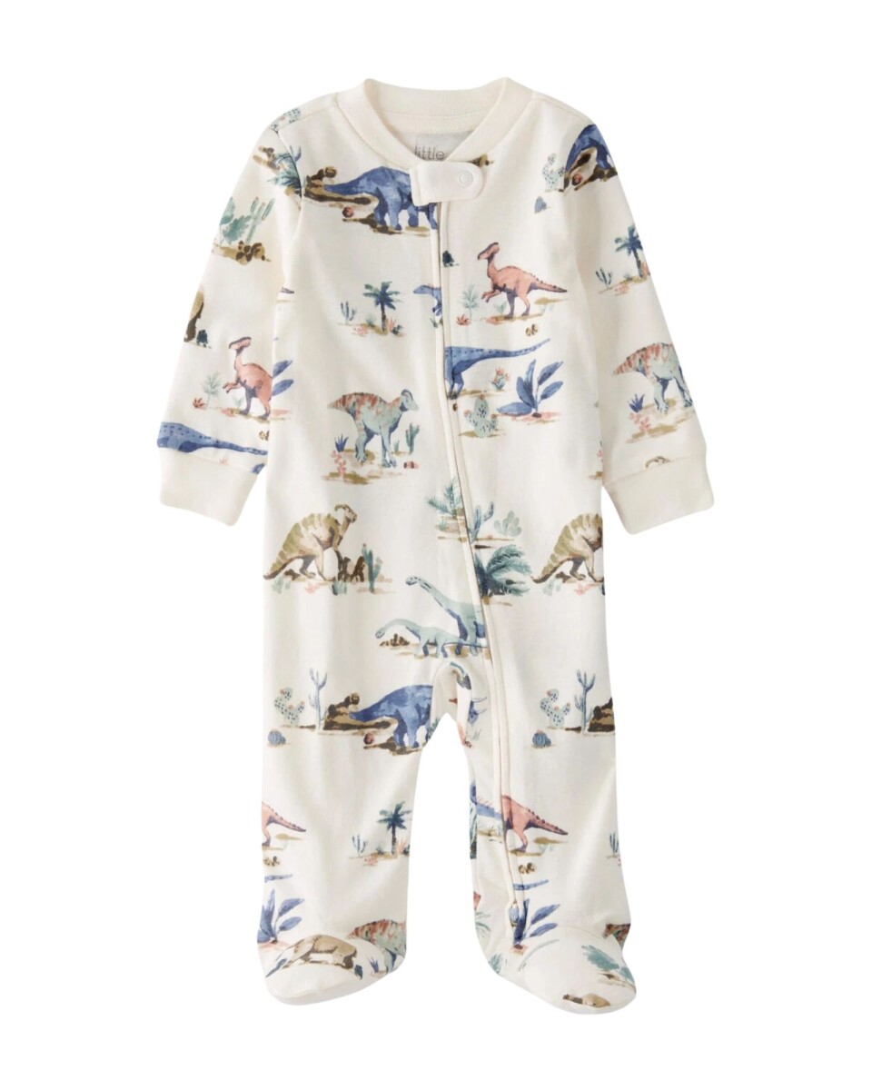 Pijama una pieza de algodón orgánico con pie diseño dinos 