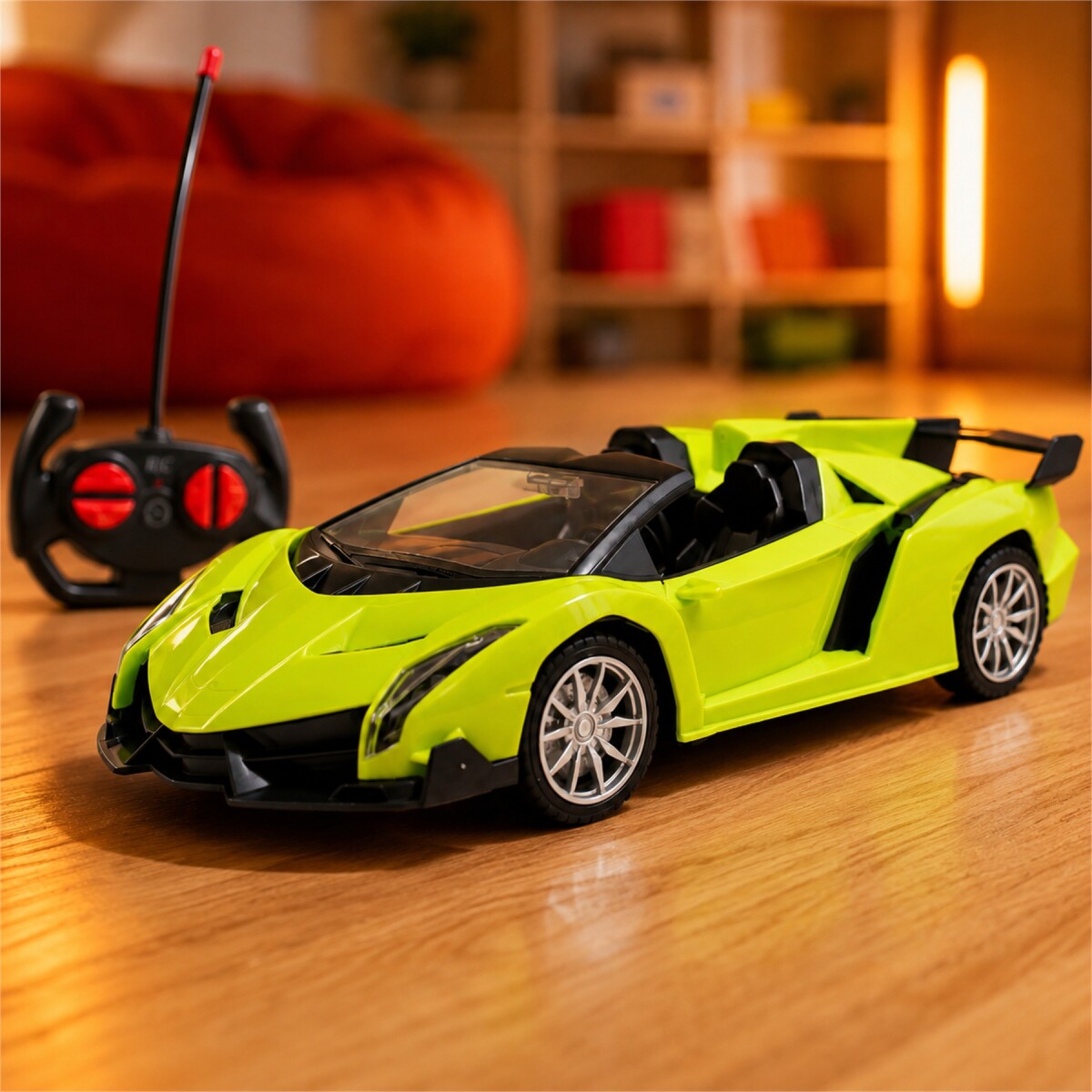 Auto Deportivo a Control Remoto Tipo Lamborghini con Luces LED - VERDE 