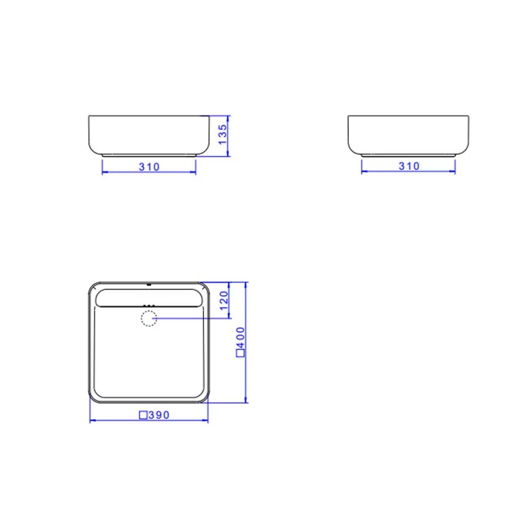 Bacha de apoyo cuadrada 40 cm negro mate Deca Bacha De Apoyo Cuadrada 40 Cm Negro Mate Deca