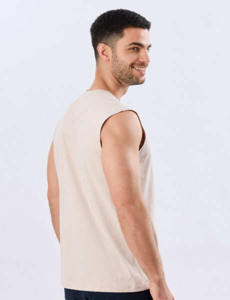 MUSCULOSA ESTAMPADA DE ALGODÓN Beige