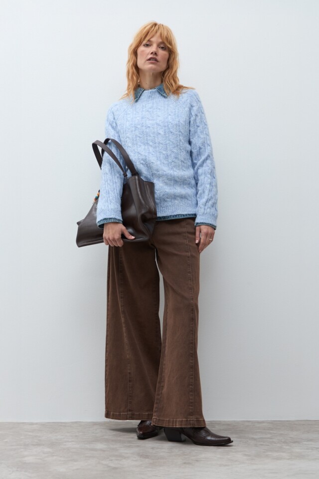 Sweater estructuras celeste melange