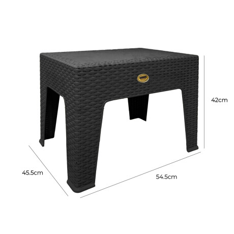Mesa Ratona Auxiliar Jardín Patio Rattan Exterior UV Negro