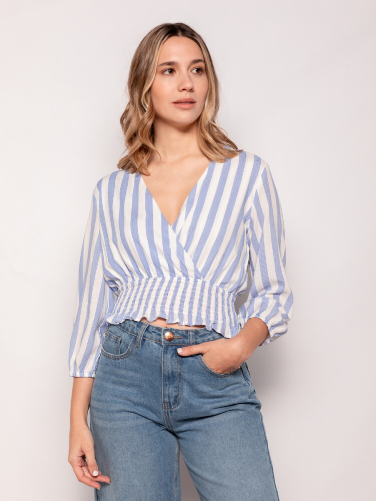 BLUSA HORTENSIA Blanco/Azul