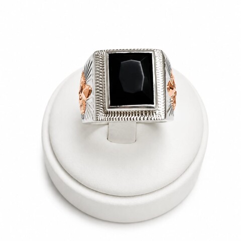 Anillo sello caballero piedra rectangular zafiro Anillo sello caballero piedra rectangular zafiro