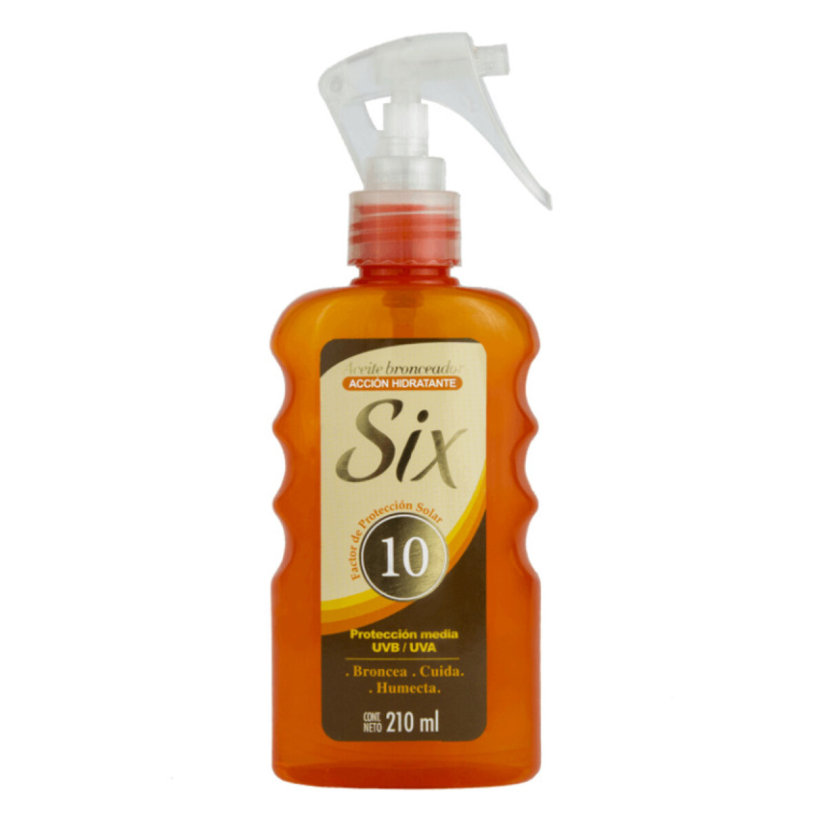 Protector Solar Six Aceite Bronceador en Spray FPS10 210ml 