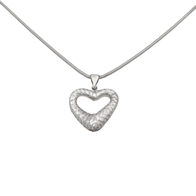 Dije Corazón martillado-Plata 925 inflada-Sin Piedra-CP3285 sinpiedra