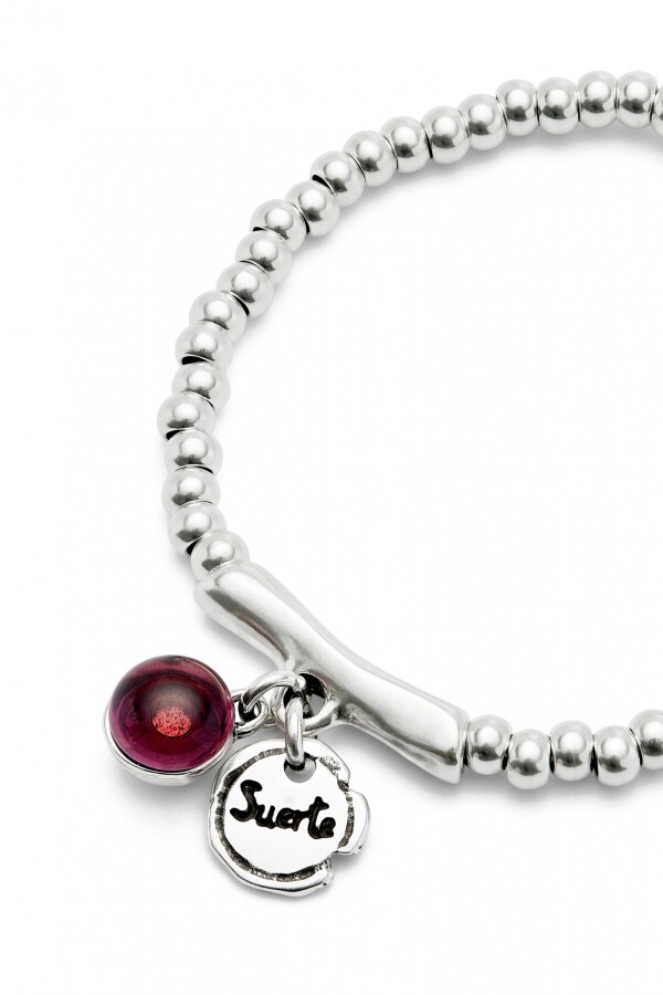 PULSERA EN ALEACIÓN DE METALES BAÑADAS EN PLATA DE LEY Y CRISTAL DE MURANO MORADO Pulsera