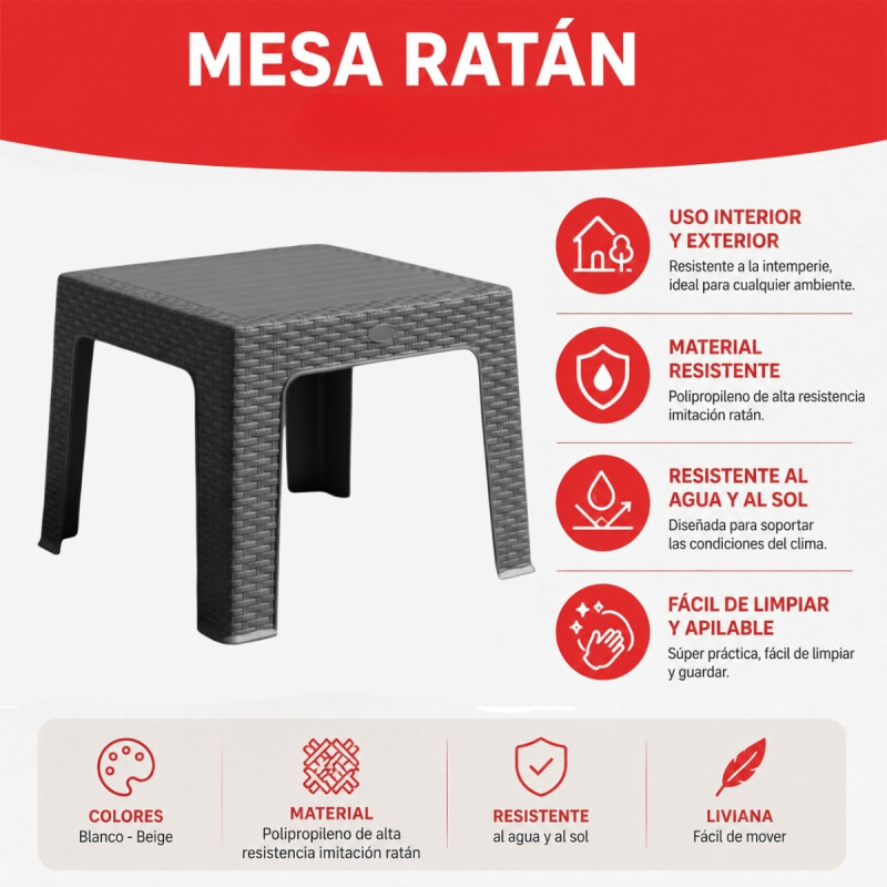 Mesa ratán GRIS