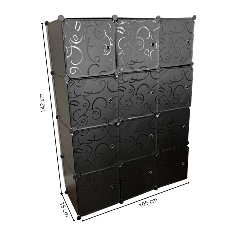 Armario Plástico Lumax 12 Puertas Desmontable Portátil Negro