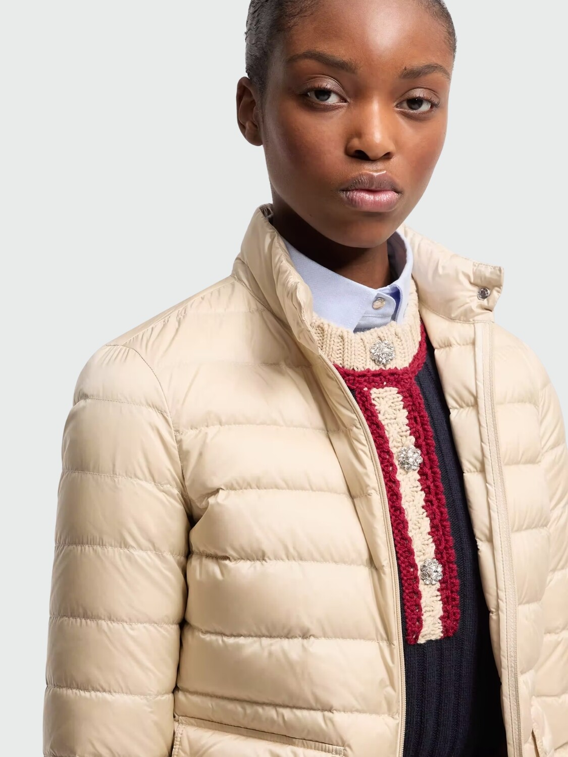 MONCLER - Campera Corta Lans Beige