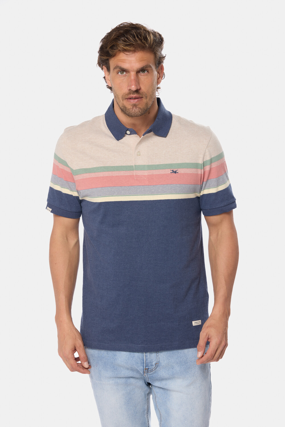 REMERA POLO RAYADA Azul