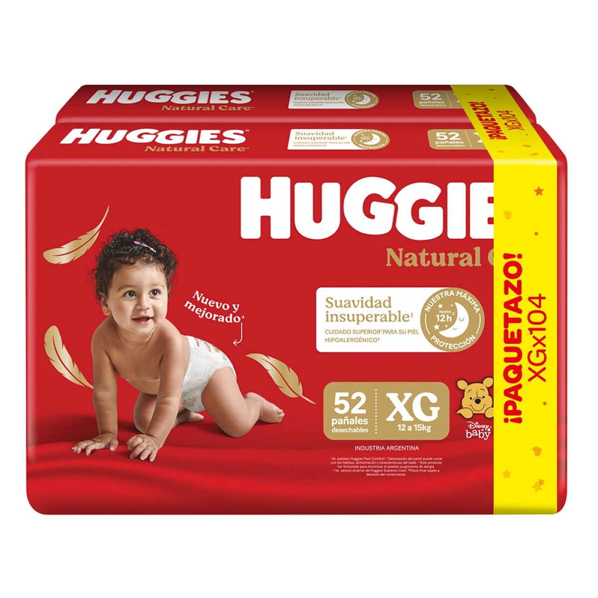 Pañales Huggies Natural Care Talle Xg 104 Uds. 