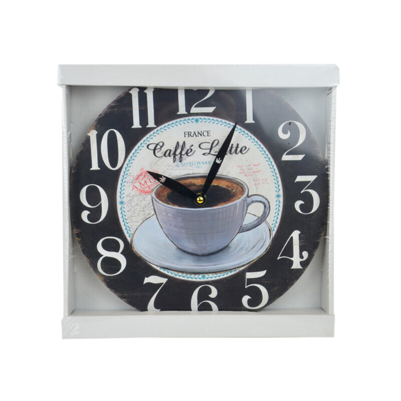 Reloj de pared mdf D28,8x3,5 cm COFFEE