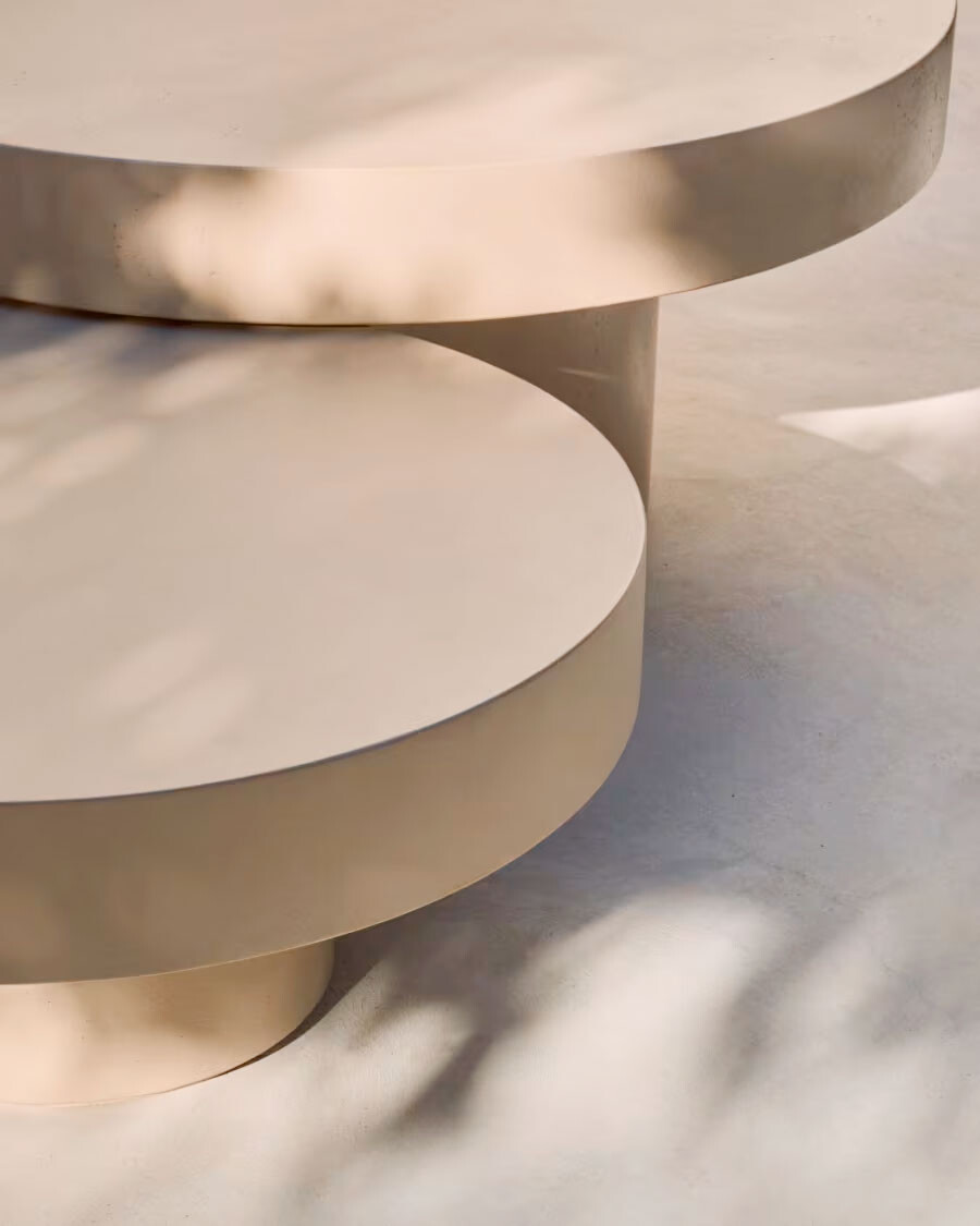 Mesa de centro Aiguablava de cemento verde Ø 66 cm beige Ø 66 cm