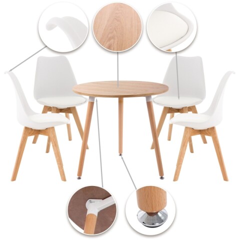 Juego de Comedor de 4 Sillas Eames Tulip y Mesa Redonda de Madera Nórdico Juego de Comedor de 4 Sillas Eames Tulip y Mesa Redonda de Madera Nórdico