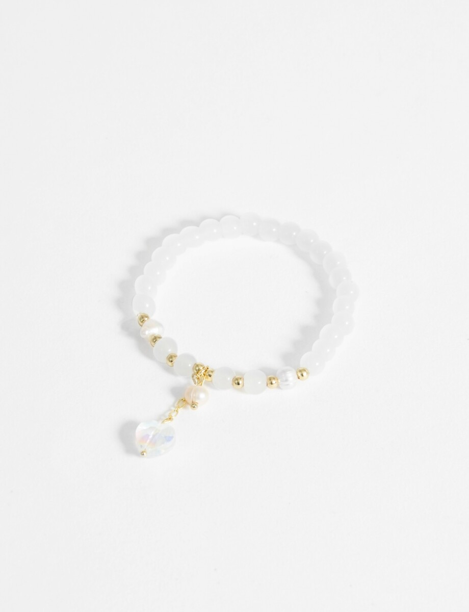 Pulsera dije vidrio - plateado 