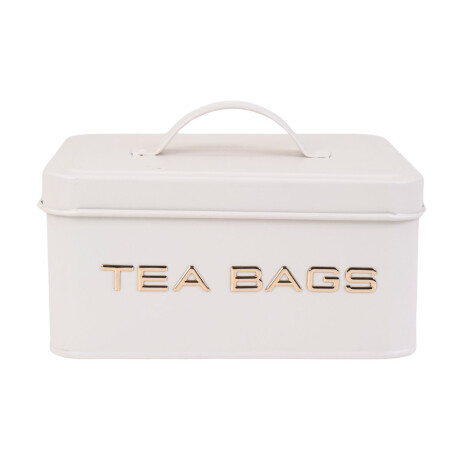 Caja de te metalica beige con dorado Caja de te metalica beige con dorado