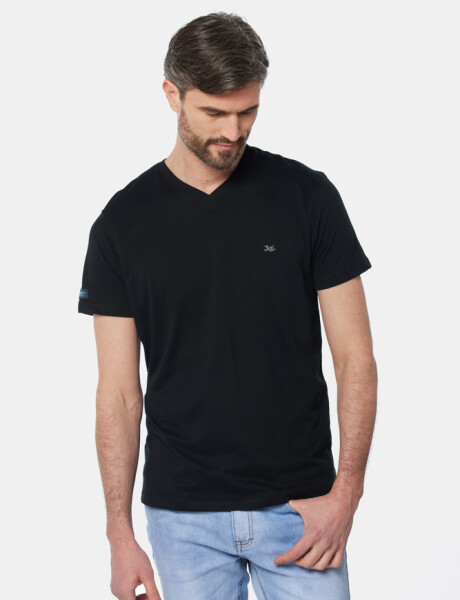 REMERA LISA ESCOTE V Negro