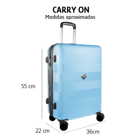 Valija Pequeña Carry On Rígida 4 Ruedas 360°y Candado Celeste