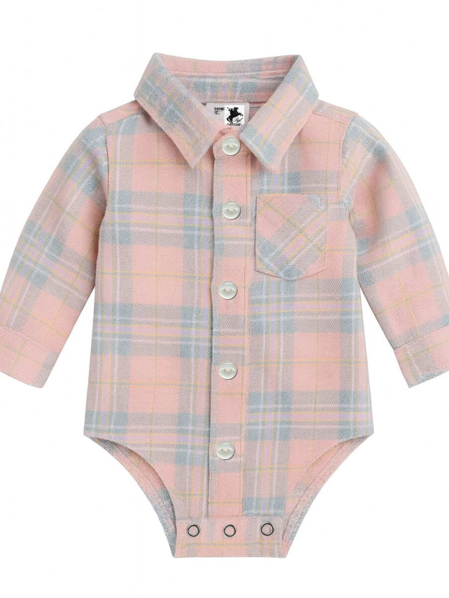 Camisa Body Viyela - ROSA PASTEL 