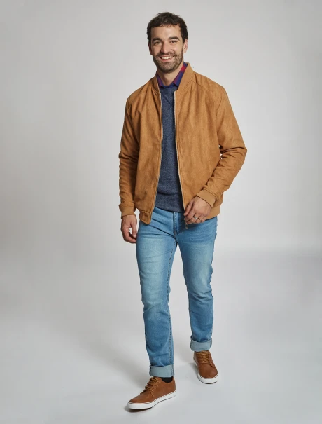 Campera bomber gamuza tostado