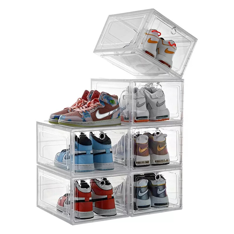 Caja zapatera apilable para ordenar zapatos dura Transparente