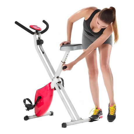 Bicicleta Fija Ergométrica Plegable Altura Ajustable Rojo