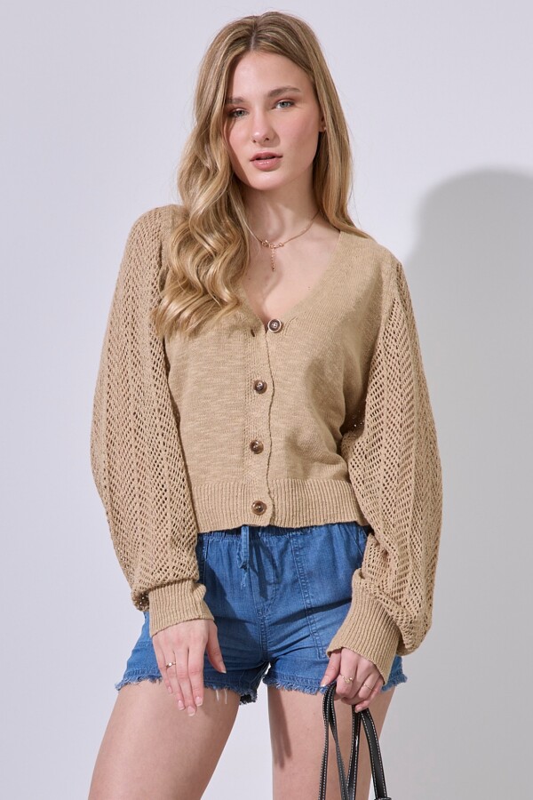 Cardigan Tejido Algodón BEIGE