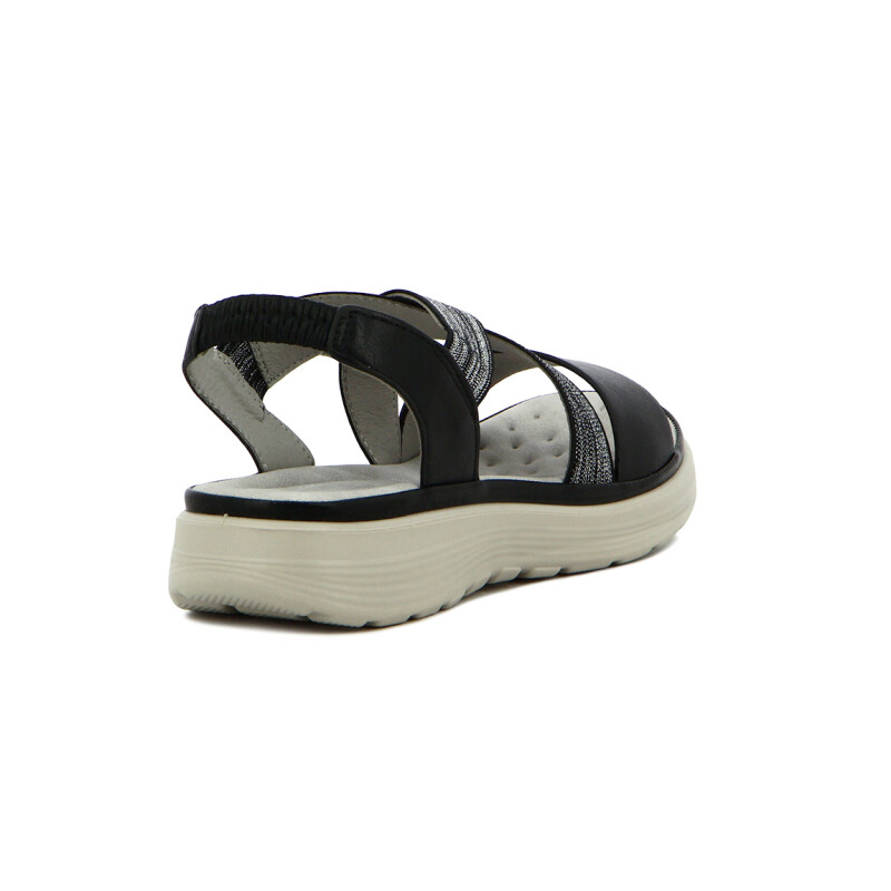 Wonder Sandalia Dama Confort Tiras Cruzada C/ Elastico Negro
