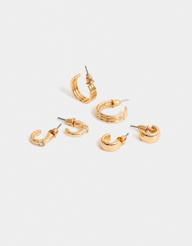 Aros Argollas Set Bañada en Oro Aros Argollas Sets Bañado En Oro - Dorado