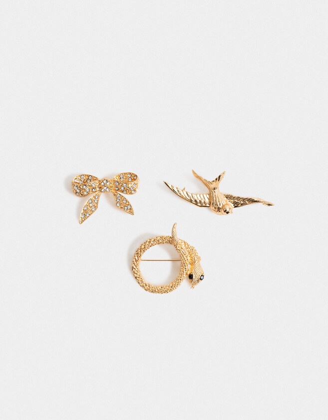 Prendedor Animalito Set De Prendedores Con Strass - Dorado